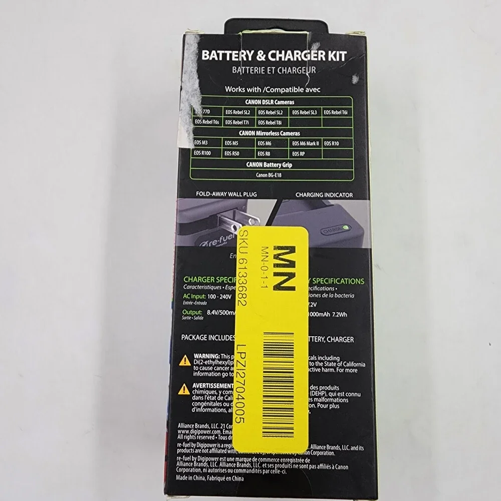 Re-Fuel By Digipower Canon Camera Duo Battery & Charger Fast Charging - Black